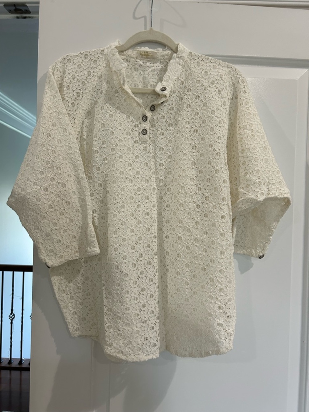 Balmain Ivory Lace Button-Front Blouse